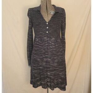 Free People Womens Rain Or Shine Sweater Dress‎ XS Black Navy Long Sleeve
